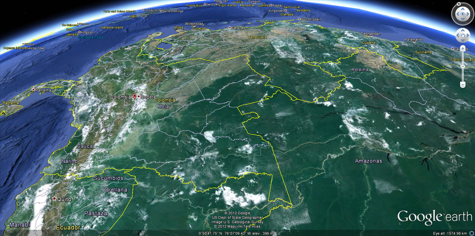 kolumbien Erde Map